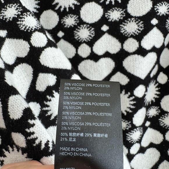 Maeve by Anthropologie Heart Print Boat Neck Sweater in Black & White Size XS - Picture 6 of 6